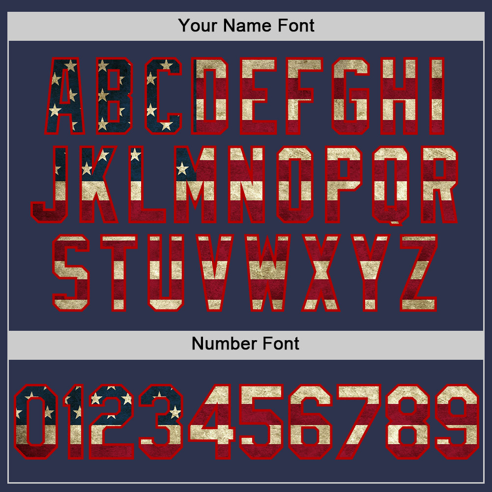 Custom Navy Vintage USA Flag-Red Two-Button Unisex Softball Jersey Limited