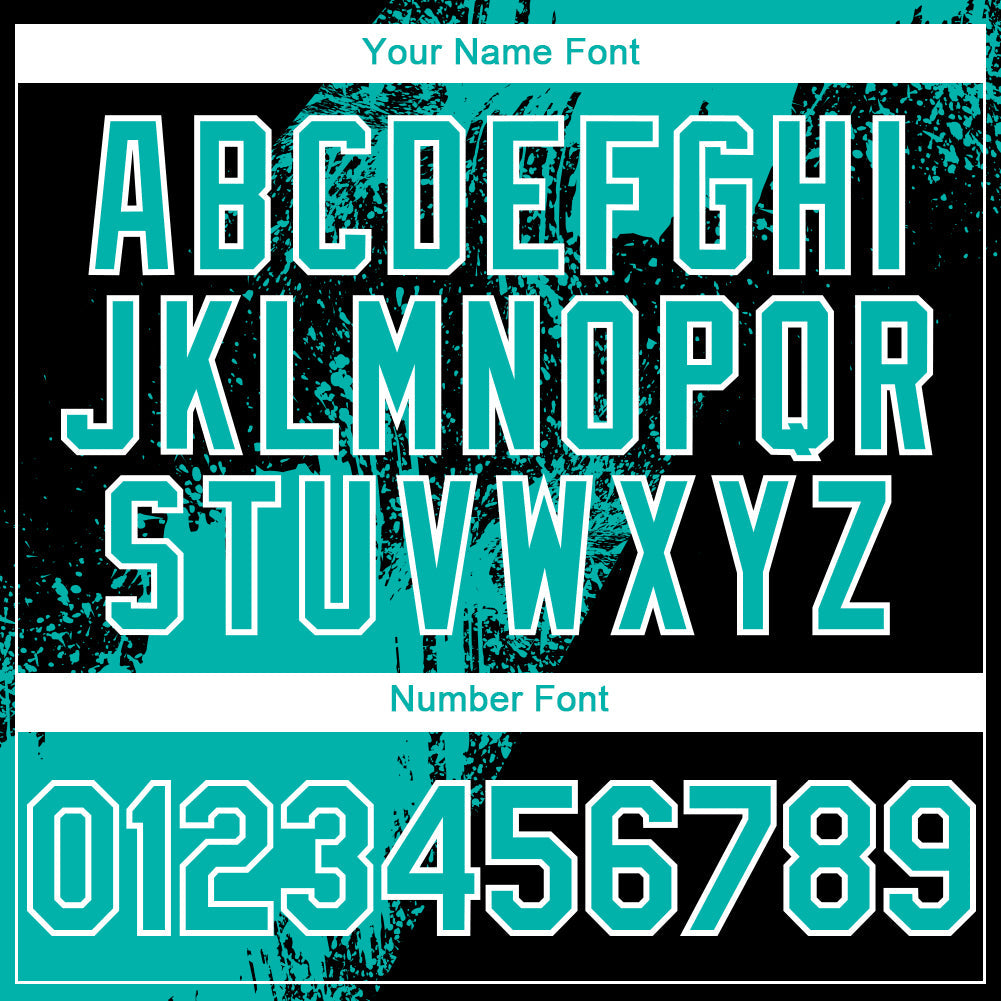 Custom Aqua Black-White 3D Pattern Abstract Brush Stroke Two-Button Unisex Softball Jersey Limited