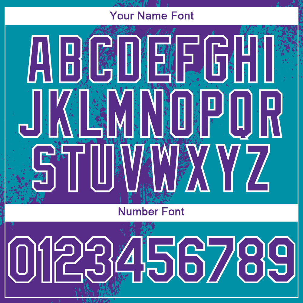 Custom Purple Aqua-White 3D Pattern Abstract Brush Stroke Two-Button Unisex Softball Jersey Limited