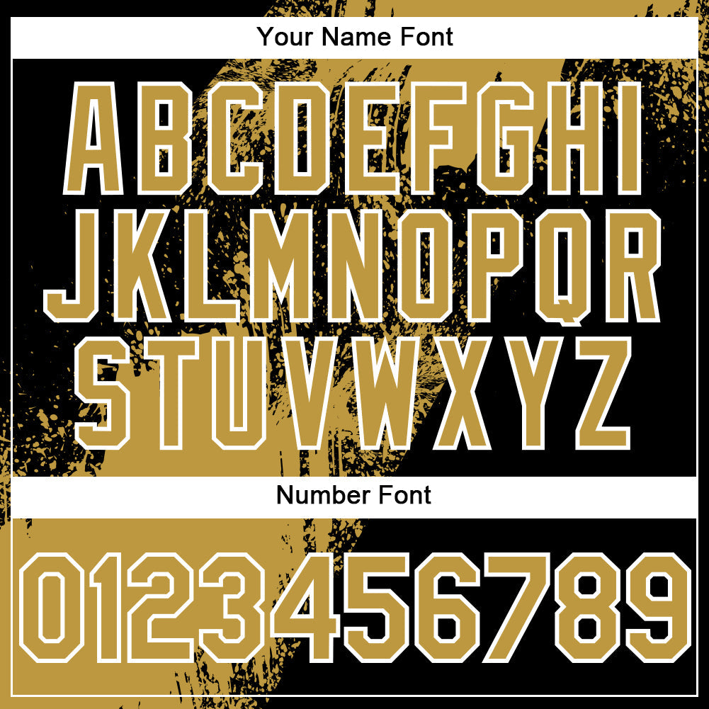 Custom Old Gold Black-White 3D Pattern Abstract Brush Stroke Two-Button Unisex Softball Jersey Limited