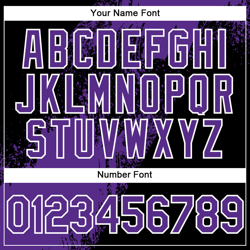 Custom Purple Black-White 3D Pattern Abstract Brush Stroke Two-Button Unisex Softball Jersey Limited