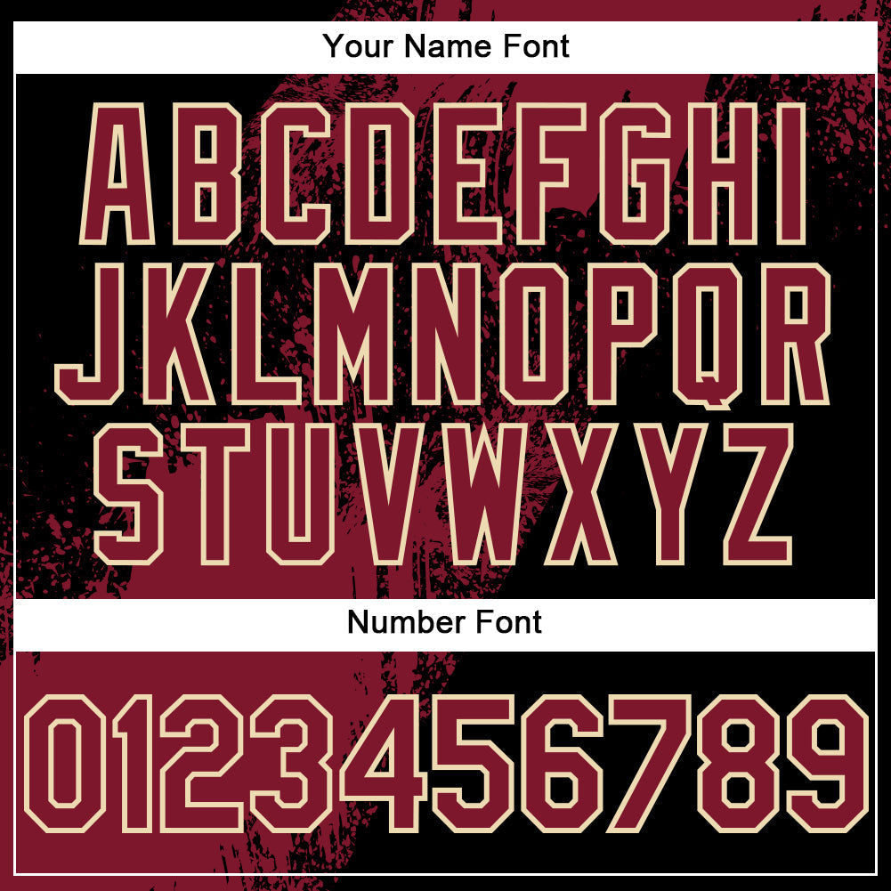 Custom Crimson Black-Cream 3D Pattern Abstract Brush Stroke Two-Button Unisex Softball Jersey Limited