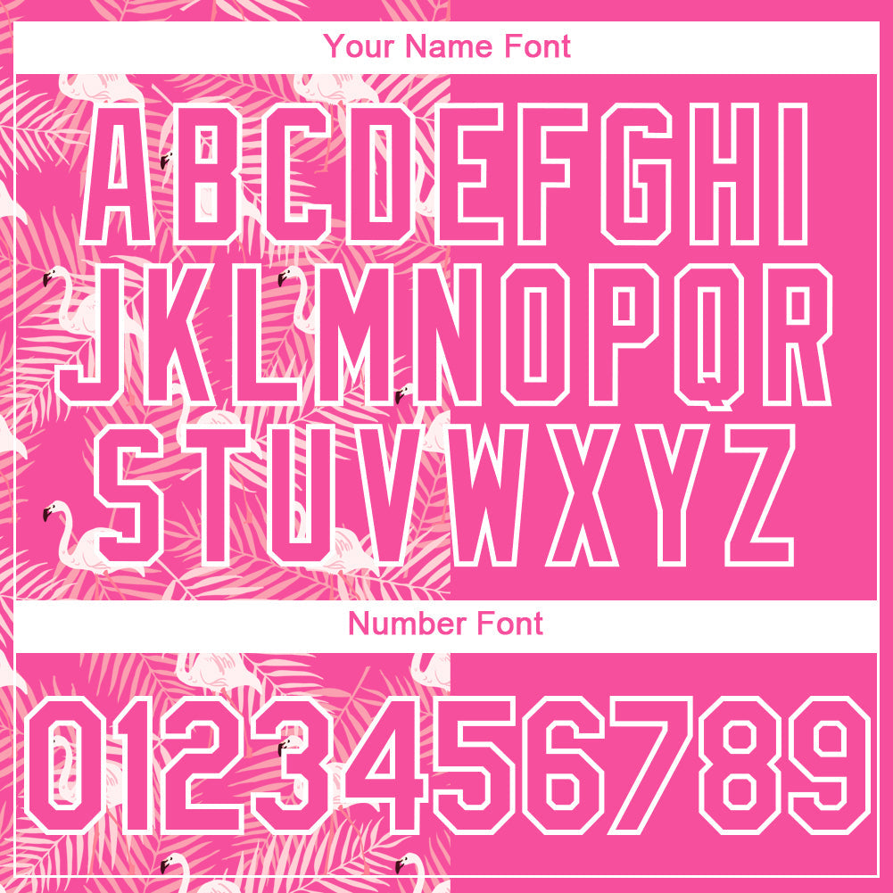 Custom Pink White 3D Pattern Tropical Palm Leaves And Famingo Two-Button Unisex Softball Jersey Limited