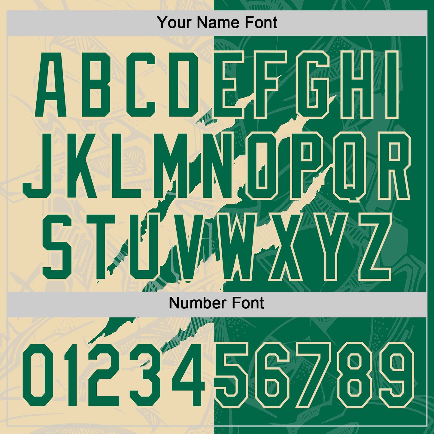 Custom Graffiti Pattern Kelly Green-Cream 3D Scratch Two-Button Unisex Softball Jersey Limited