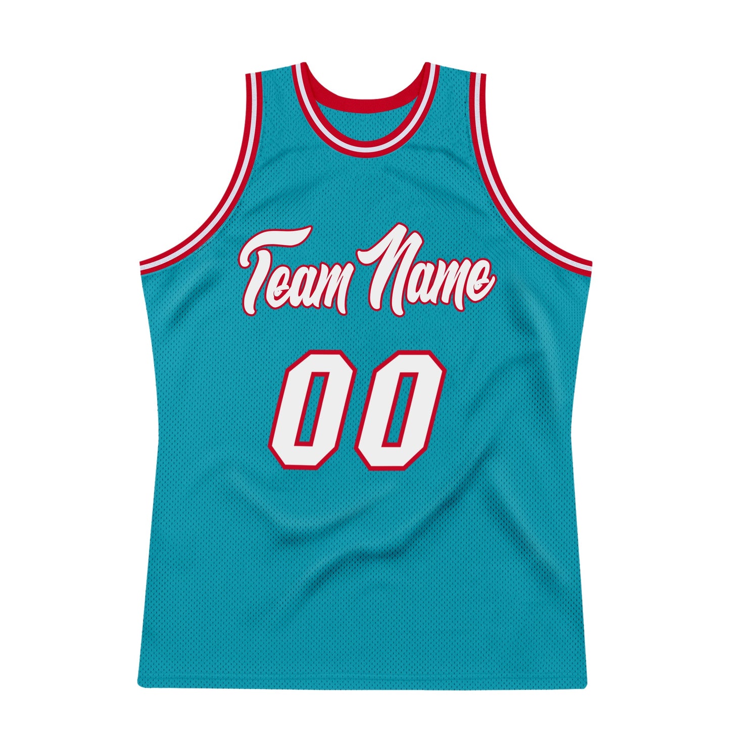 Custom Teal White-Red Authentic Throwback Basketball Jersey Limited