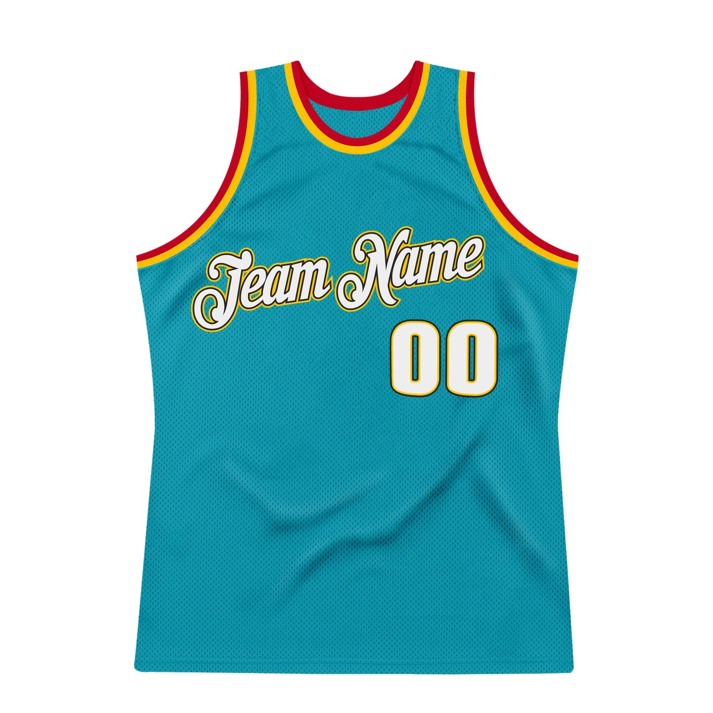 Custom Teal White-Gold Authentic Throwback Basketball Jersey Limited