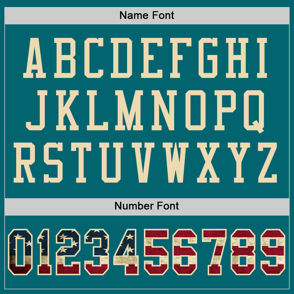 Custom Teal Vintage USA Flag-City Cream Mesh Authentic Football Jersey Limited