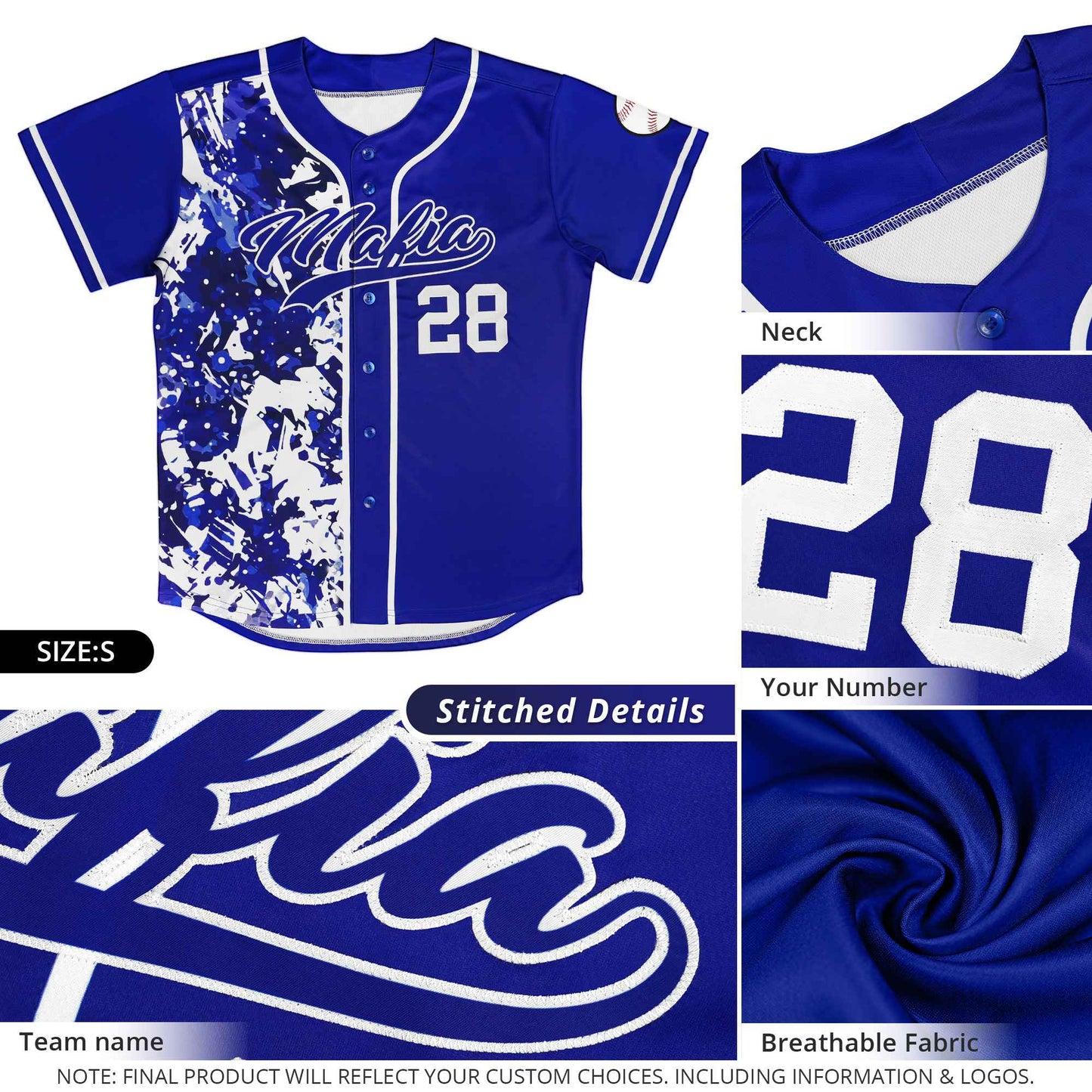 Custom Purple White Split Personalized Graffiti Raglan Sleeve Authentic Baseball Jersey Limited