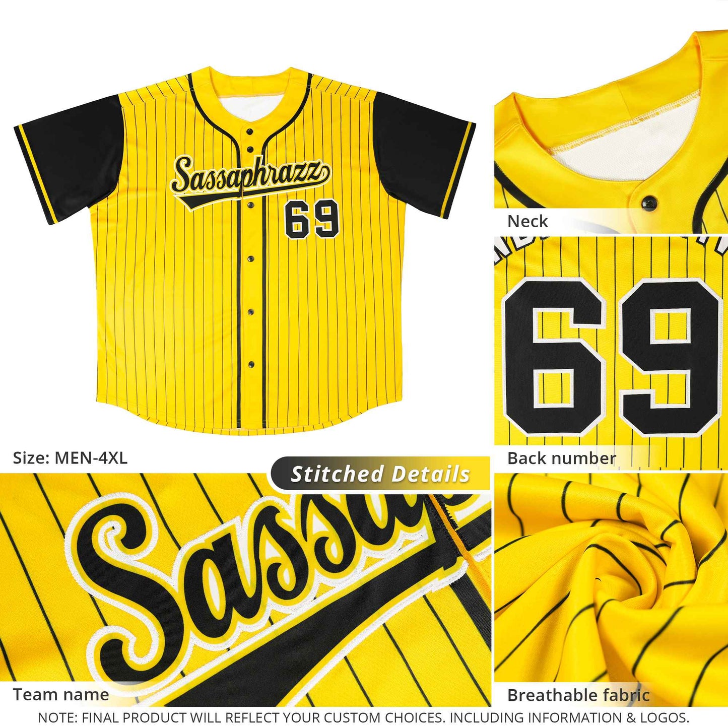 Custom Gold Royal Stripe Fashion Raglan Sleeves Authentic Baseball Jersey Limited