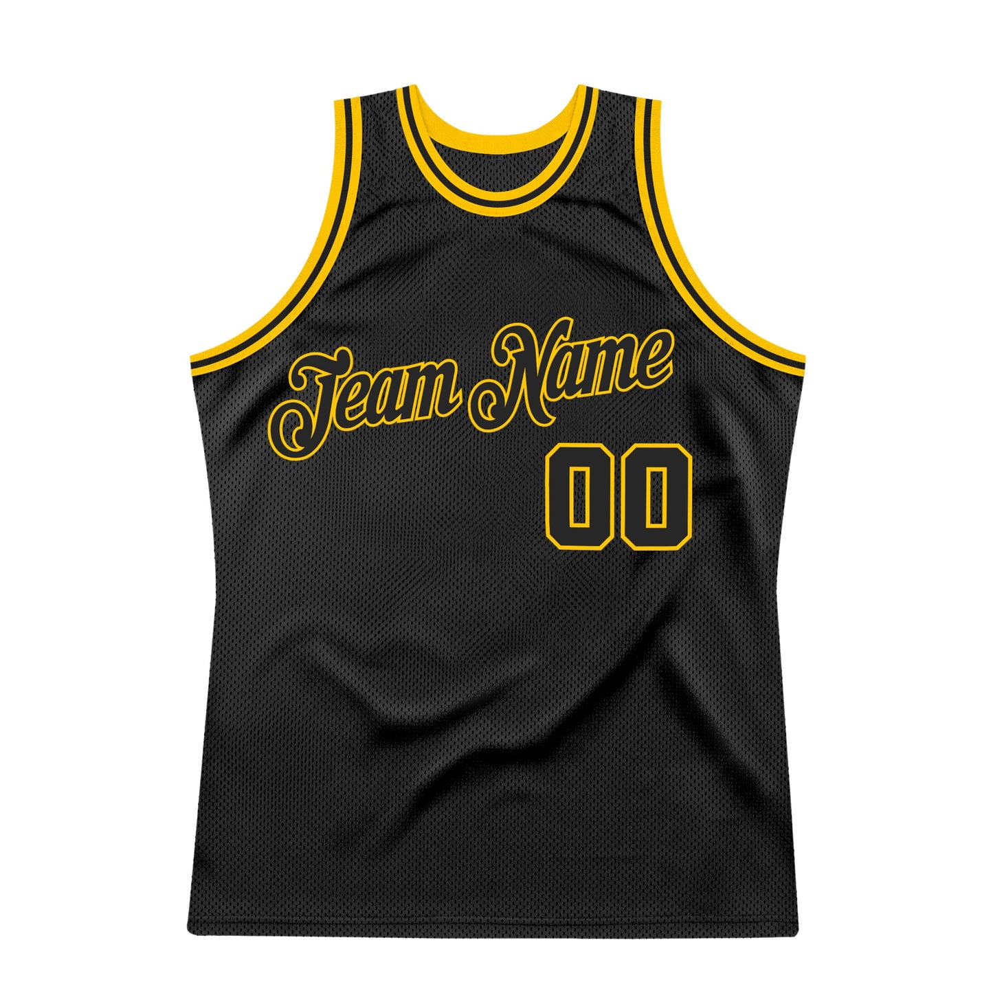 Custom Black Black-Gold Authentic Throwback Basketball Jersey Limited