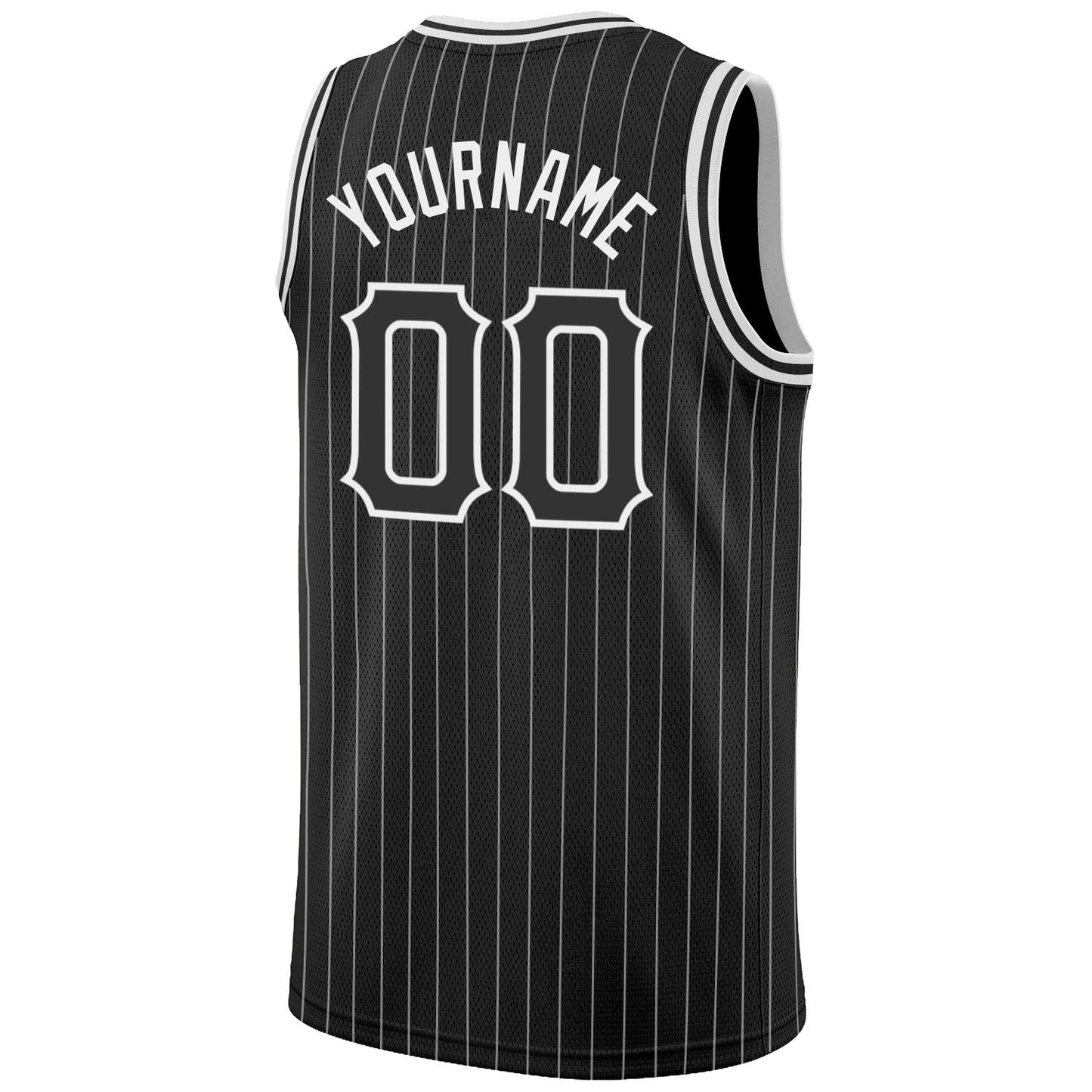 Custom Black White Pinstripe Black-White Authentic Basketball Jersey Limited