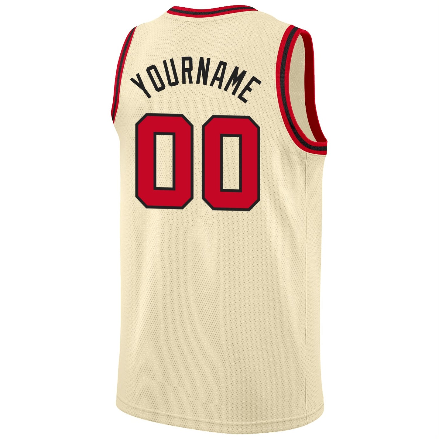 Custom Cream Red-Black Round Neck Rib-Knit Basketball Jersey Limited