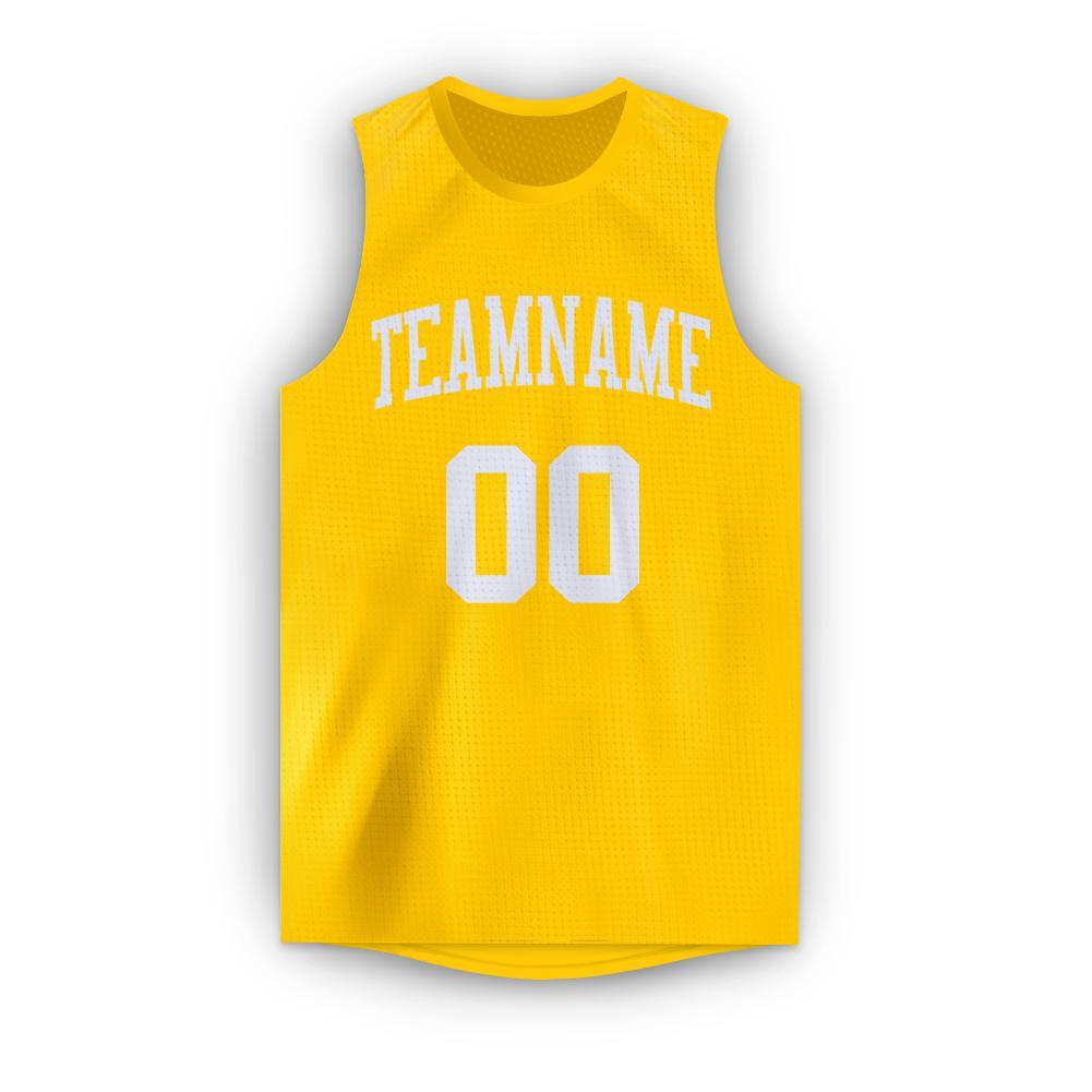 Custom Gold White Round Neck Basketball Jersey Limited