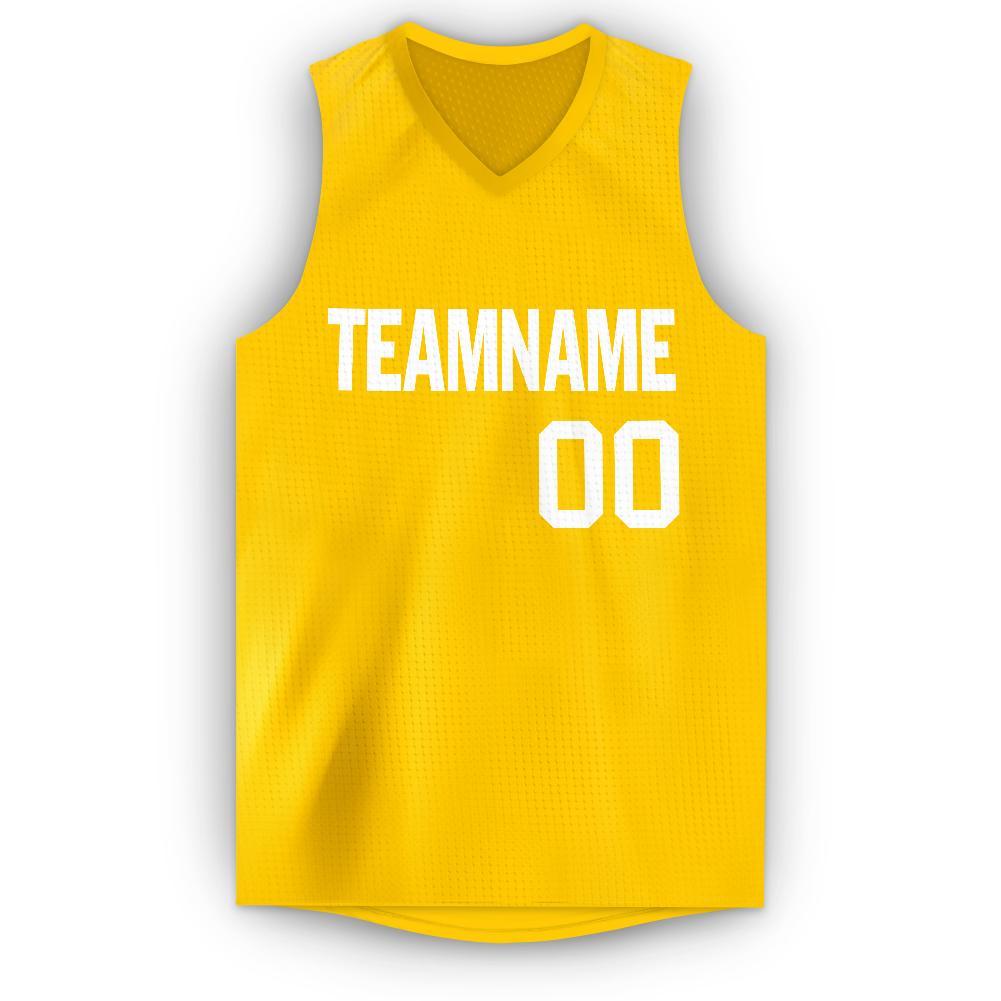 Custom Gold White V-Neck Basketball Jersey Limited