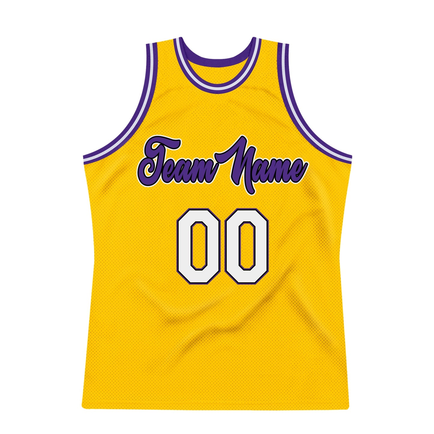 Custom Gold White-Purple Authentic Throwback Basketball Jersey Limited