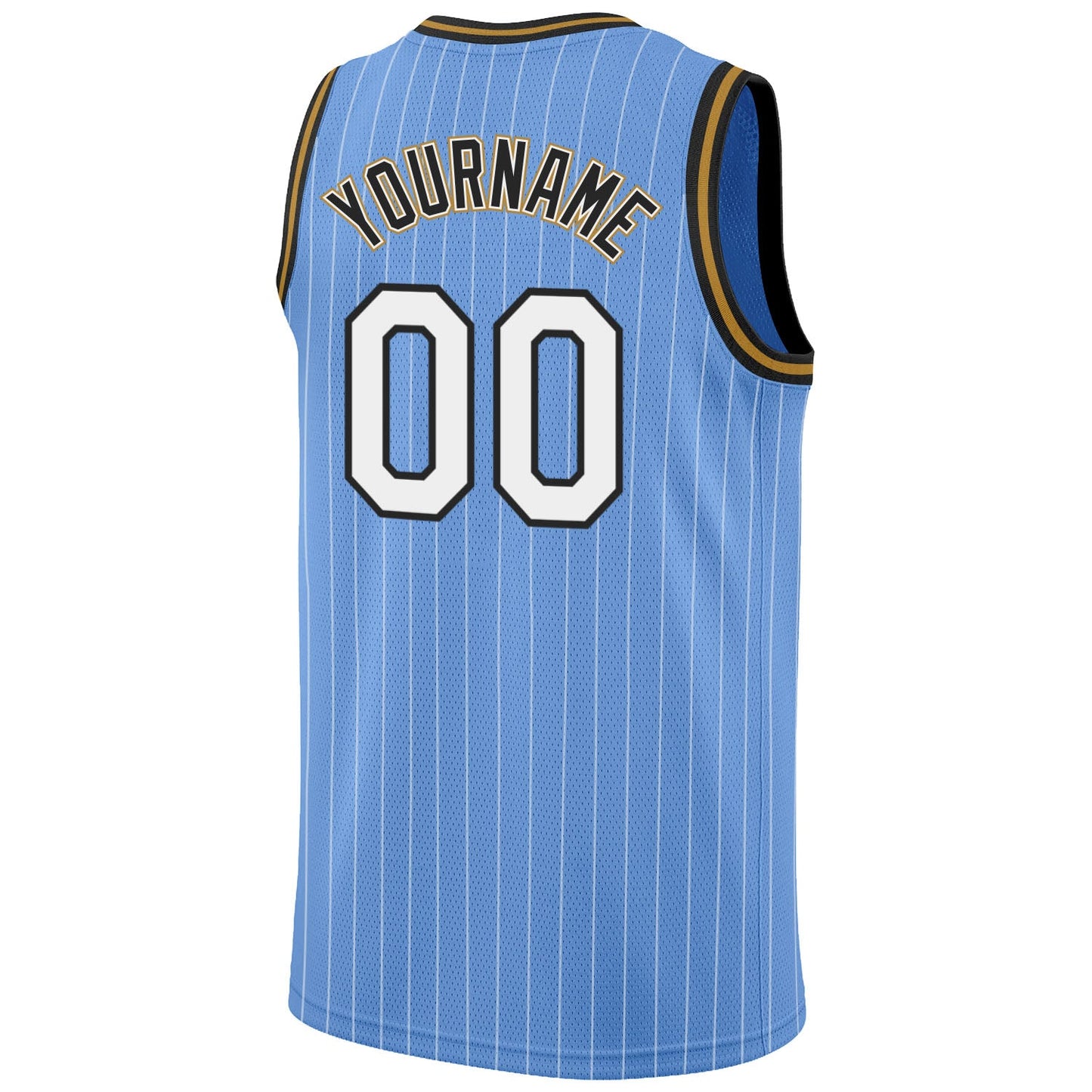Custom Light Blue White Pinstripe White-Old Gold Authentic Basketball Jersey Limited