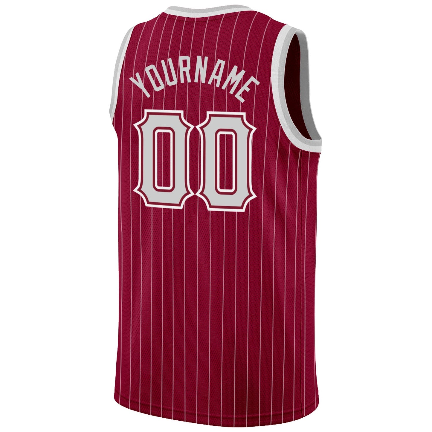 Custom Maroon White Pinstripe Gray-White Authentic Basketball Jersey Limited