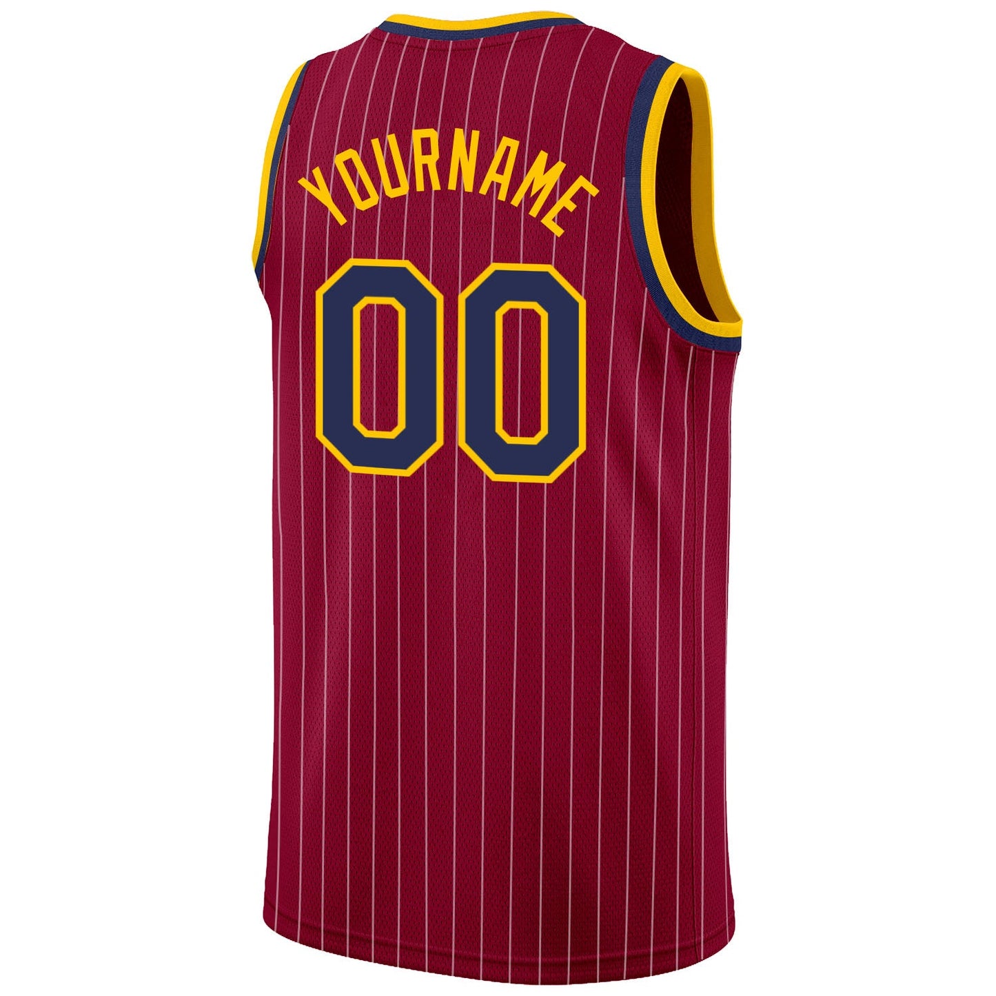 Custom Maroon White Pinstripe Navy-Gold Authentic Basketball Jersey Limited