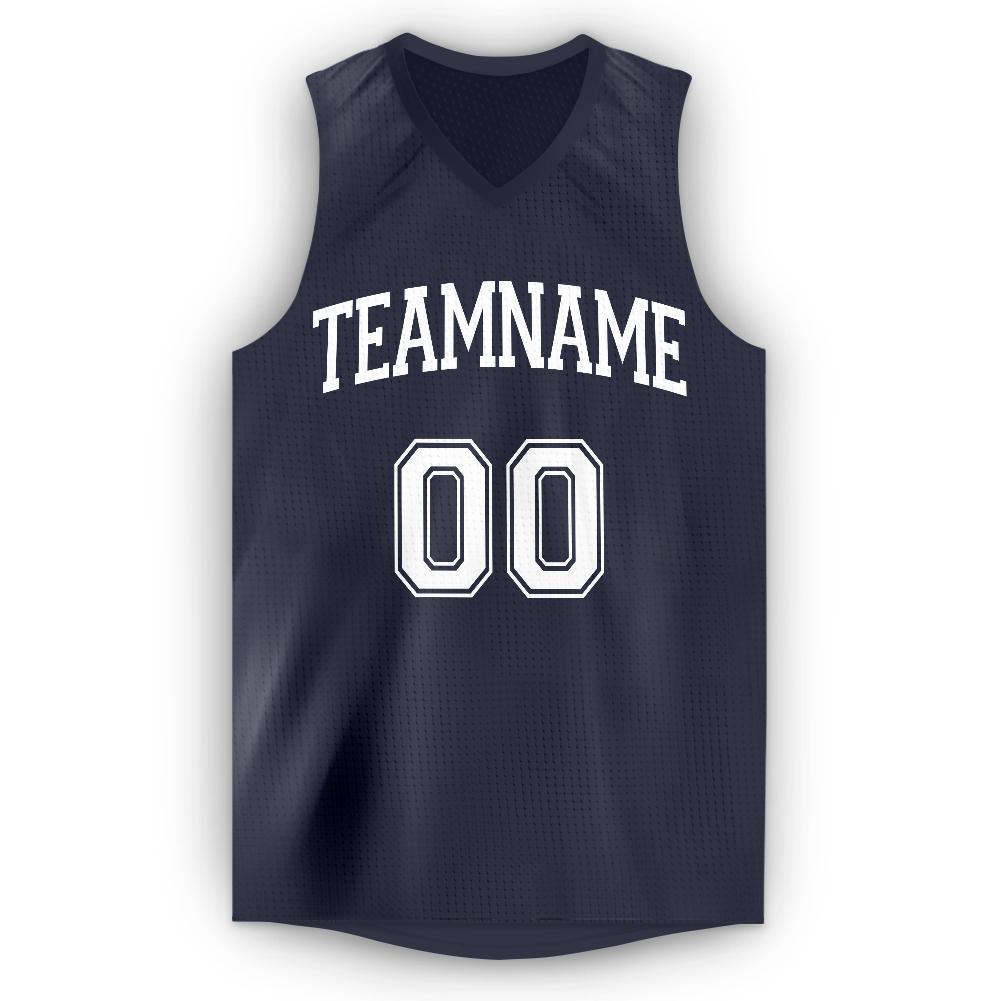 Custom Navy White V-Neck Basketball Jersey Limited