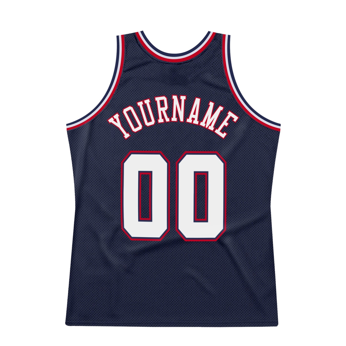 Custom Navy White-Red Authentic Throwback Basketball Jersey Limited