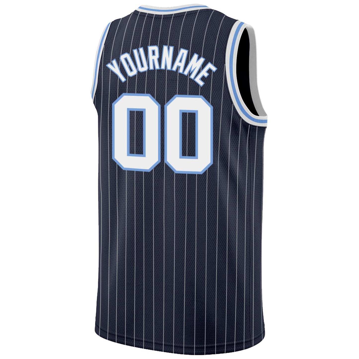 Custom Navy White Pinstripe White-Light Blue Authentic Basketball Jersey Limited