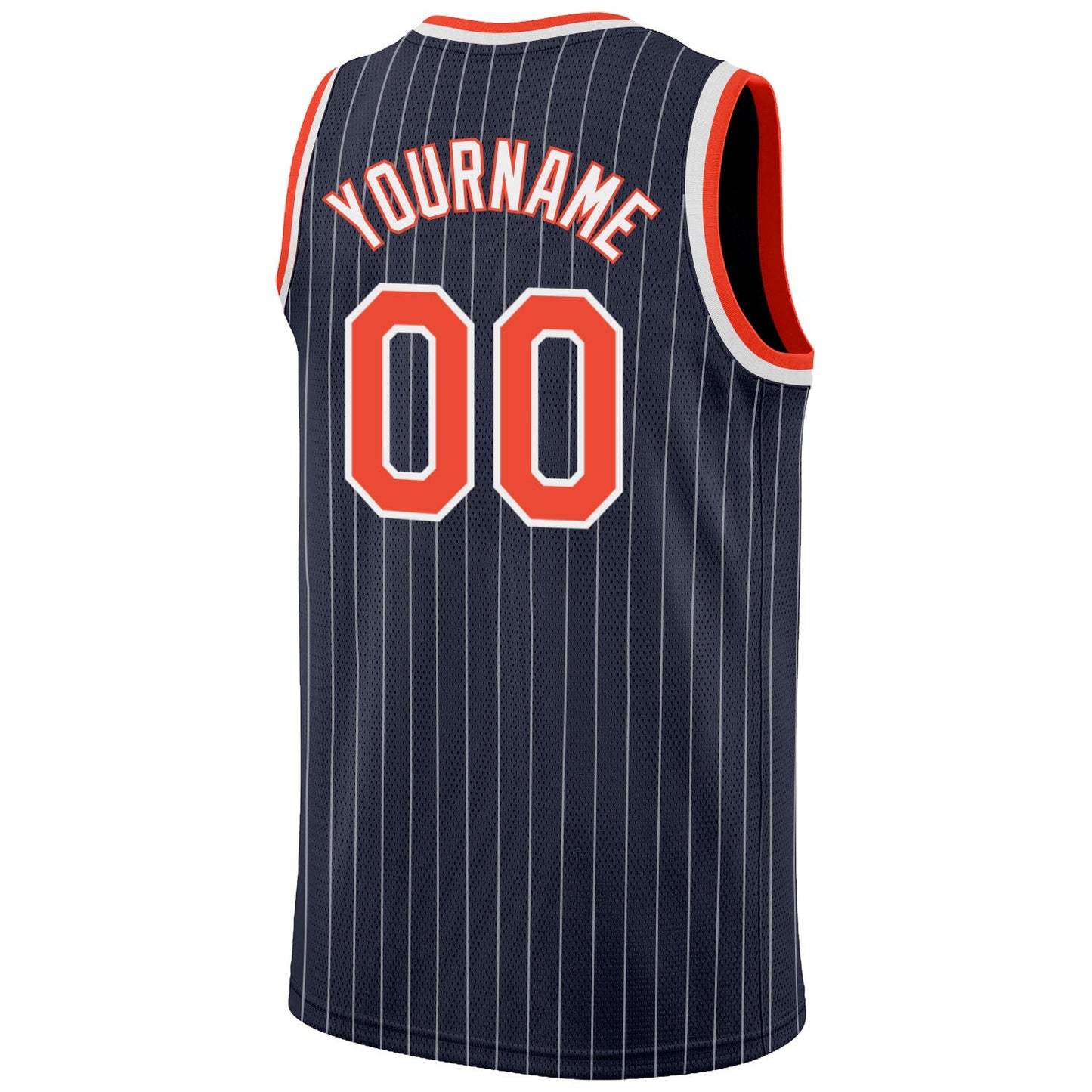 Custom Navy White Pinstripe Orange-White Authentic Basketball Jersey Limited