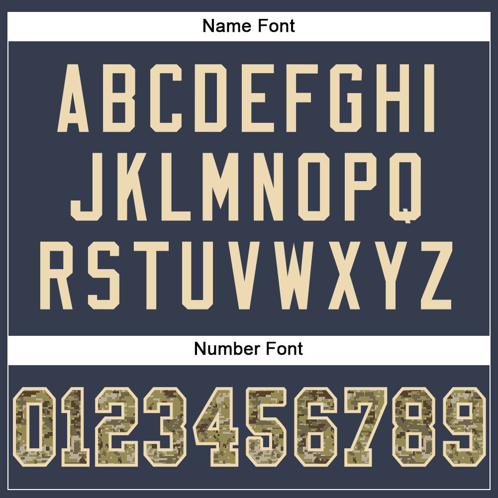 Custom Navy Camo-Cream Mesh Authentic Football Jersey Limited