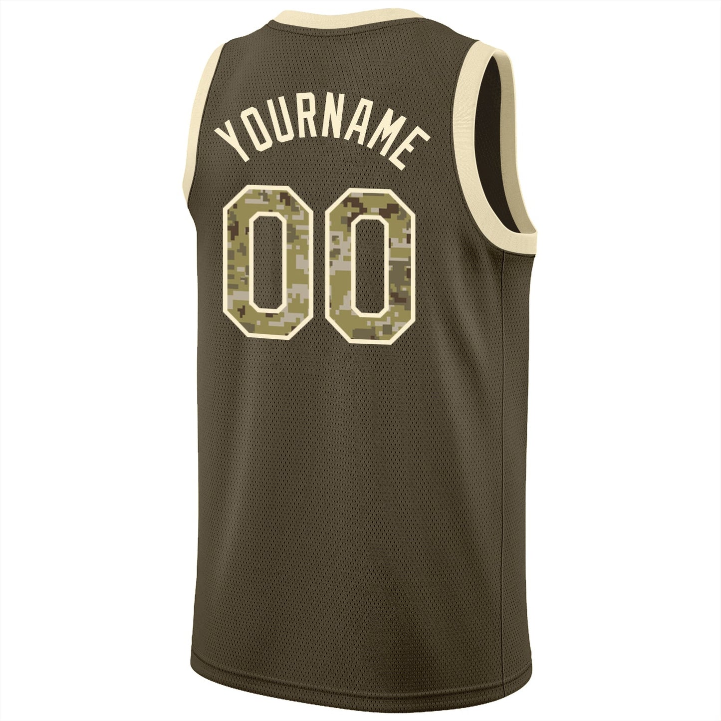 Custom Olive Camo-Cream Round Neck Rib-Knit Salute To Service Basketball Jersey Limited