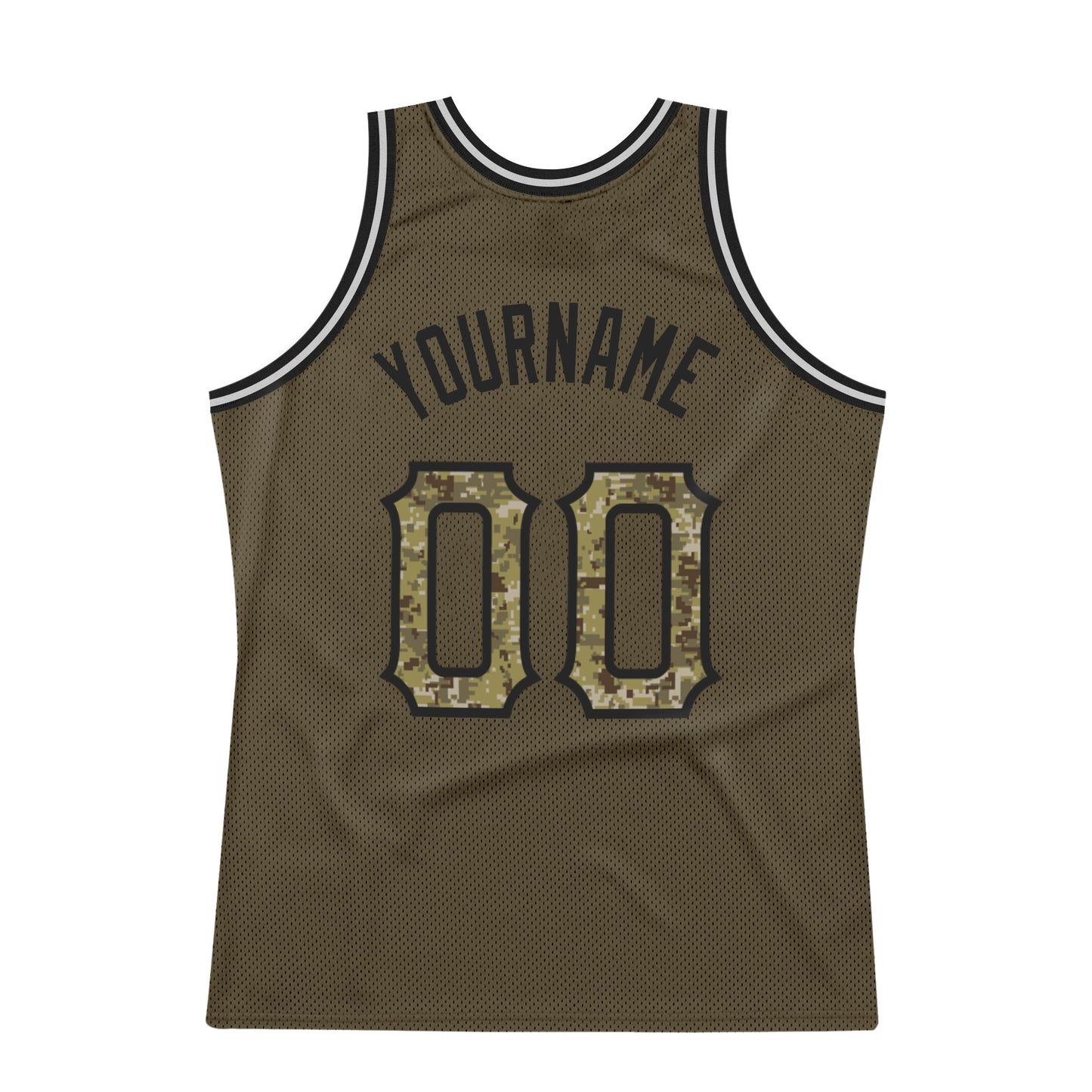 Custom Olive Camo-Black Authentic Throwback Salute To Service Basketball Jersey Limited