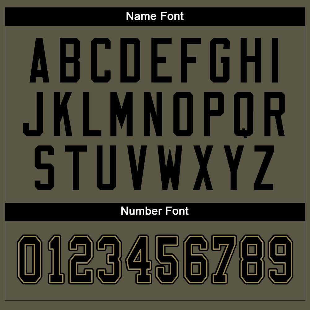 Custom Olive Black-Old Gold Mesh Salute To Service Football Jersey Limited