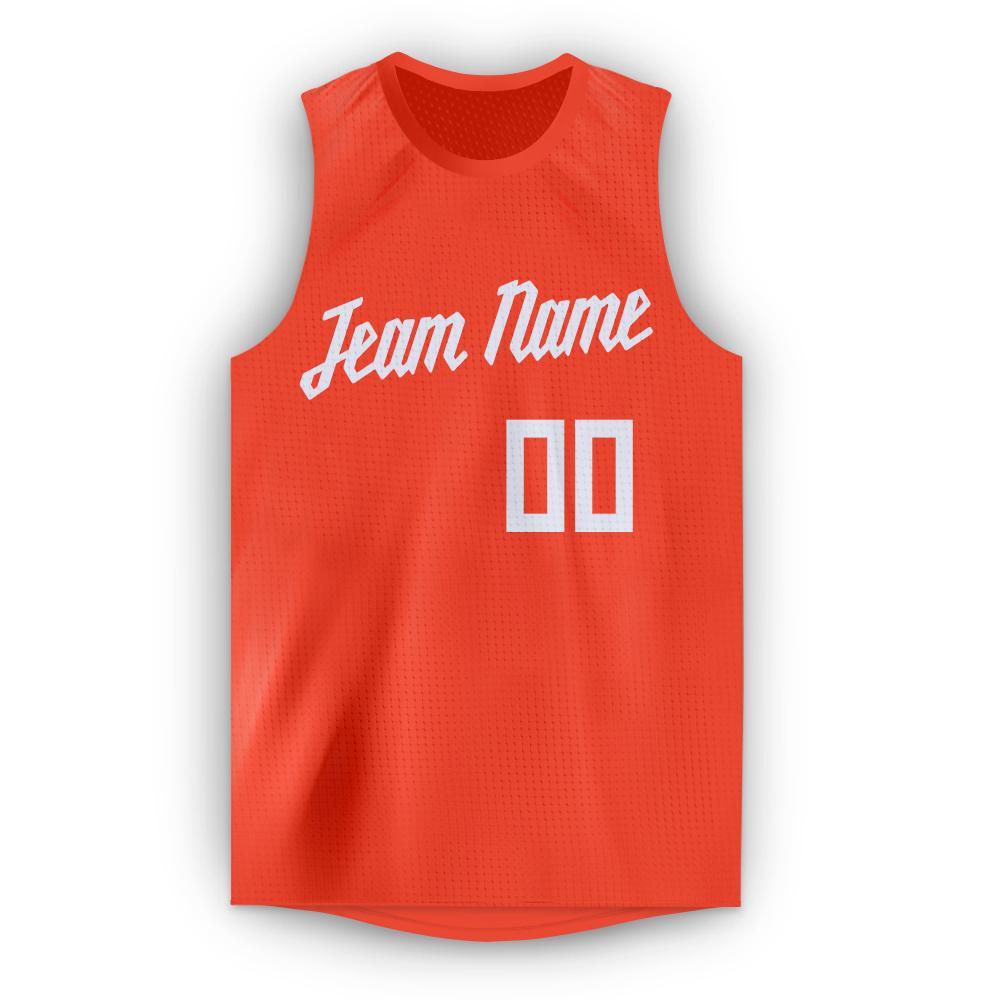Custom Orange White Round Neck Basketball Jersey Limited