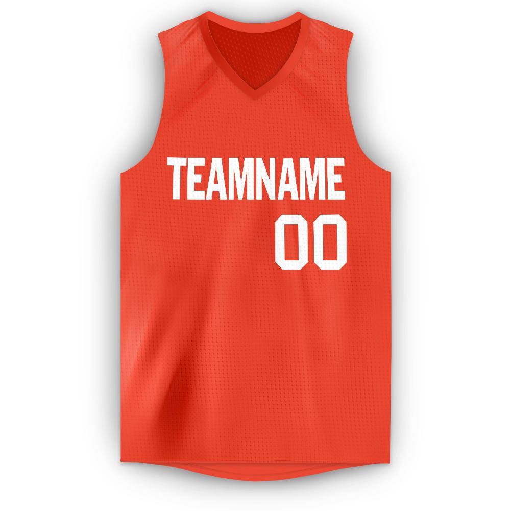 Custom Orange White V-Neck Basketball Jersey Limited