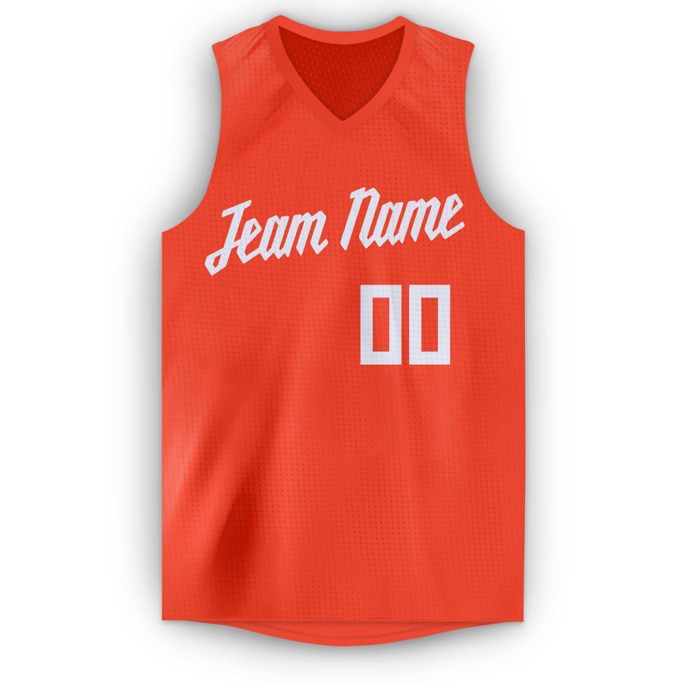 Custom Orange White V-Neck Basketball Jersey Limited