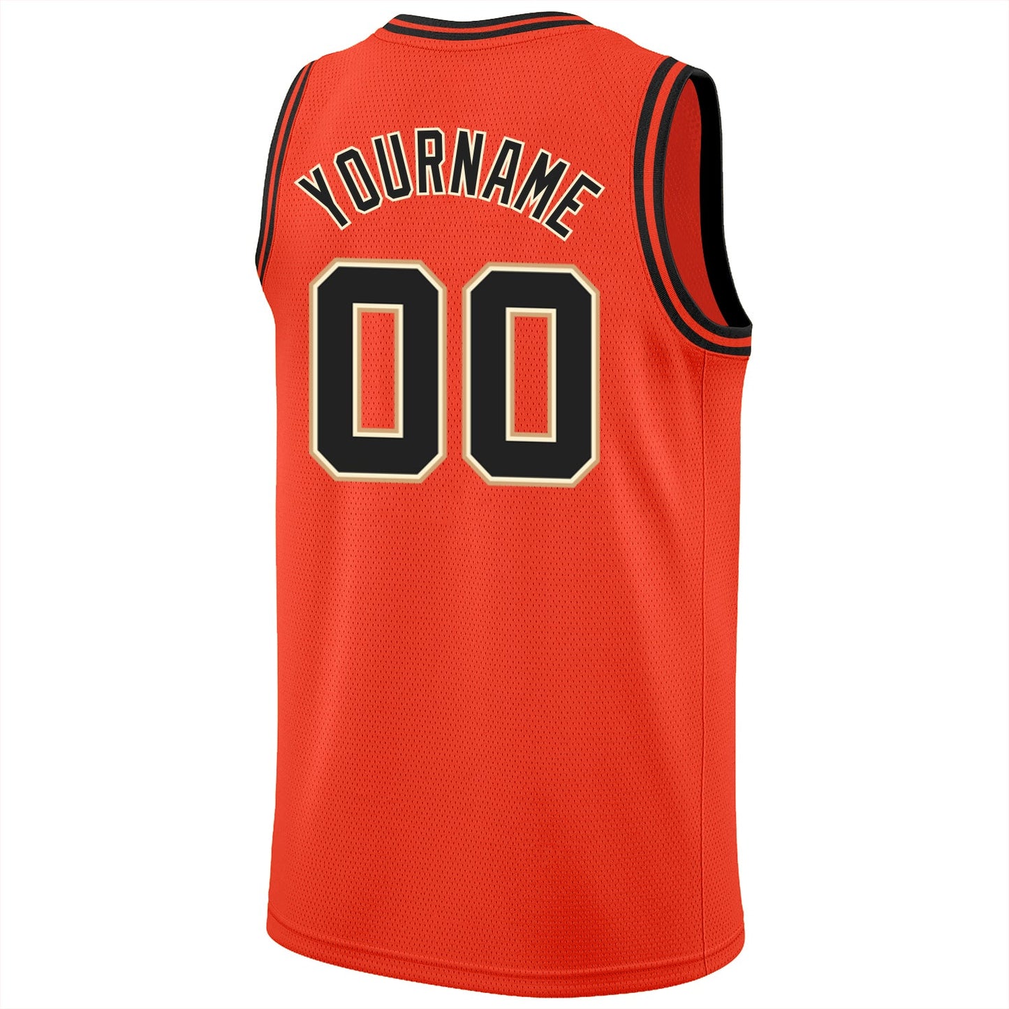 Custom Orange Black-Cream Round Neck Rib-Knit Basketball Jersey Limited