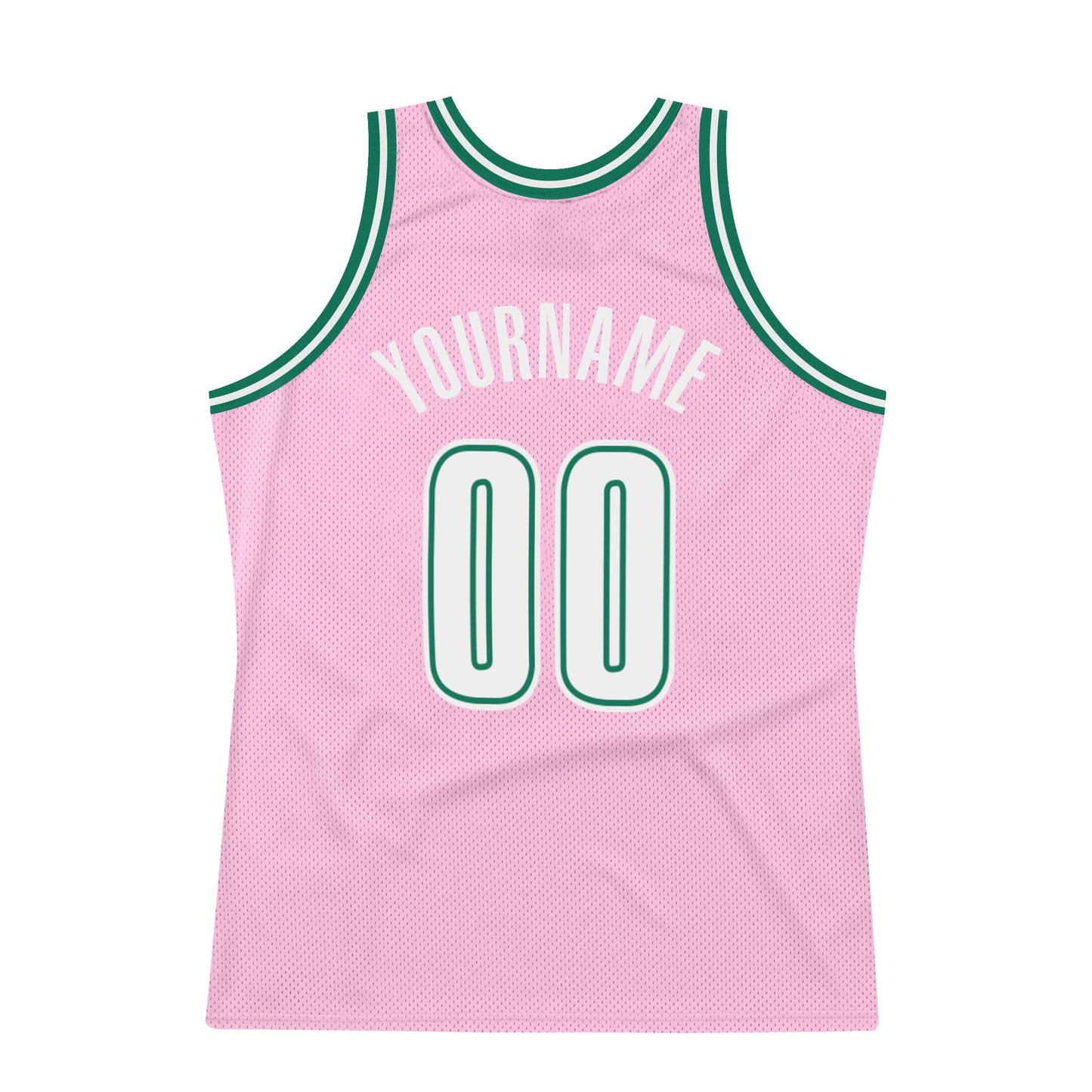Custom Light Pink White-Kelly Green Authentic Throwback Basketball Jersey Limited