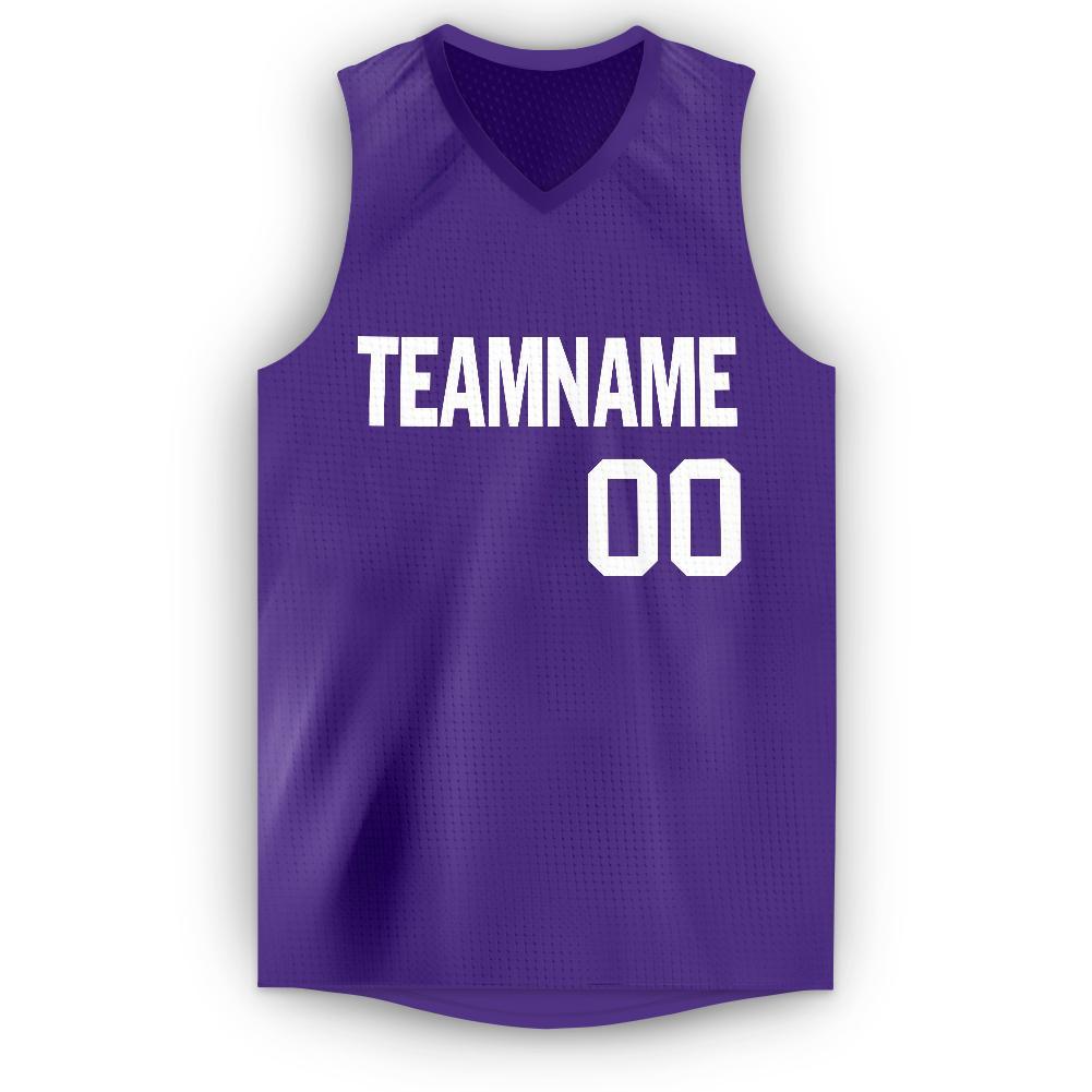 Custom Purple White V-Neck Basketball Jersey Limited