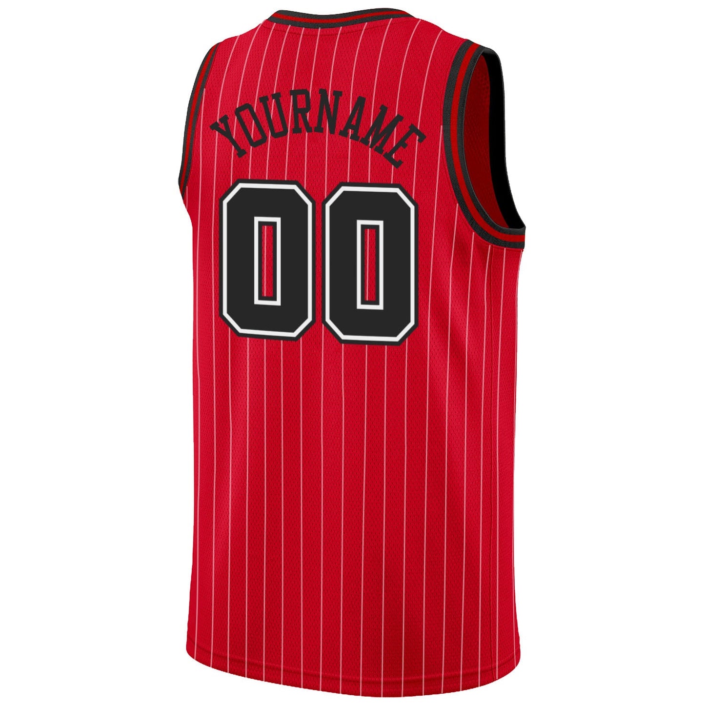 Custom Red White Pinstripe Black-White Authentic Basketball Jersey Limited