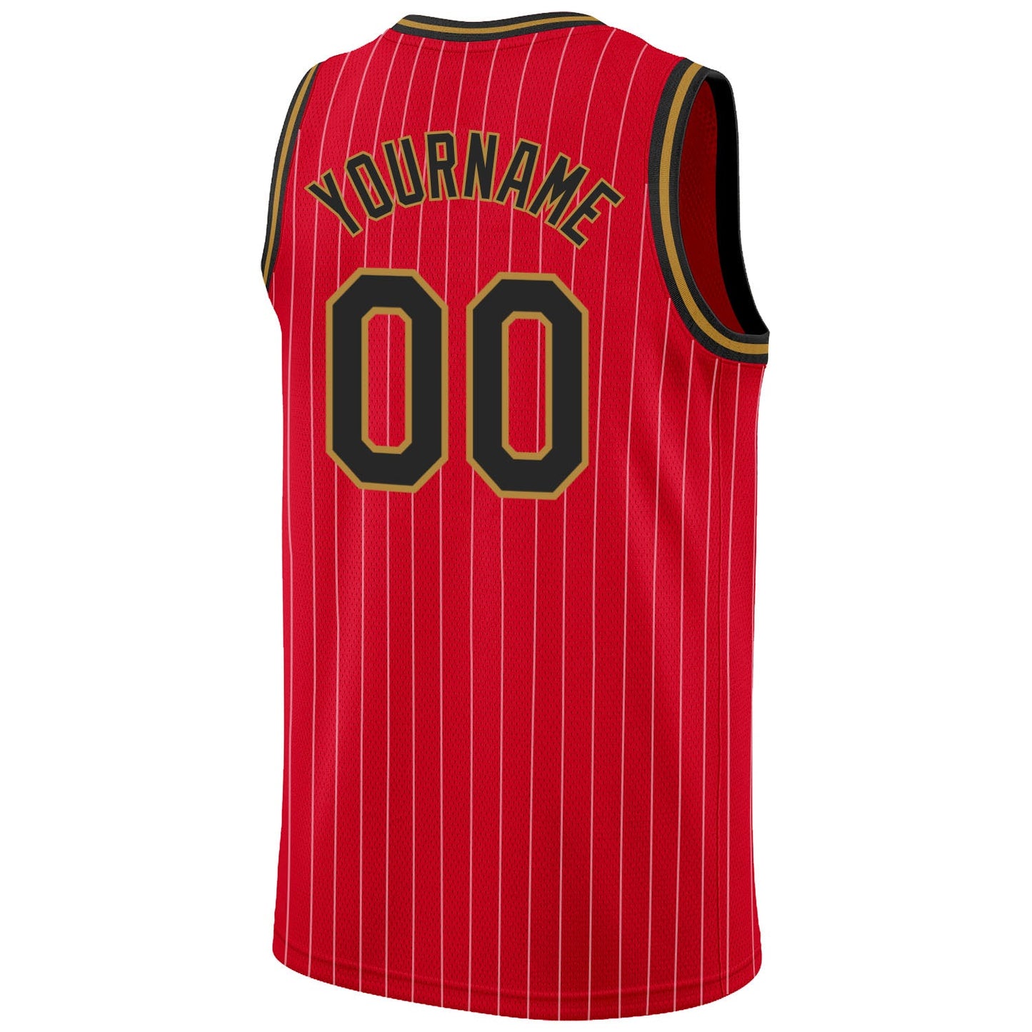 Custom Red White Pinstripe Black-Old Gold Authentic Basketball Jersey Limited