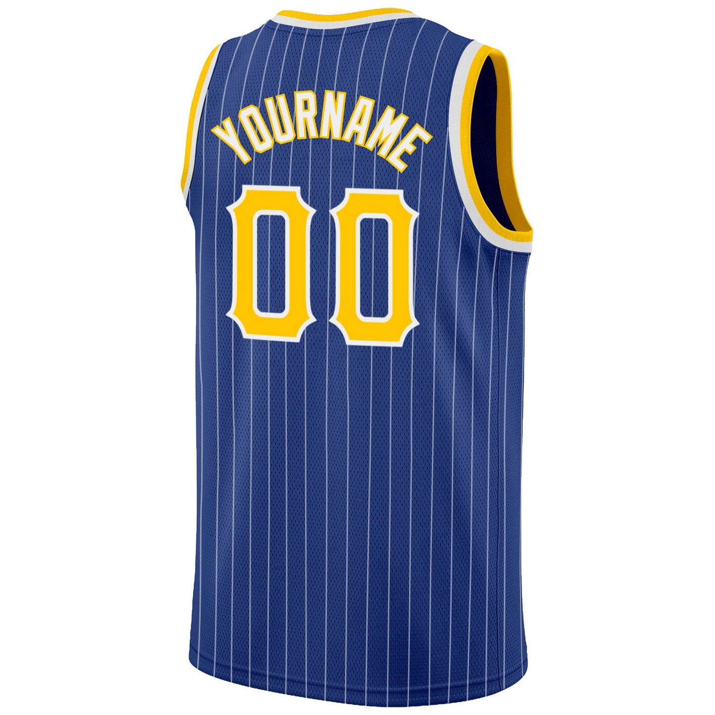 Custom Royal White Pinstripe Gold-White Authentic Basketball Jersey Limited