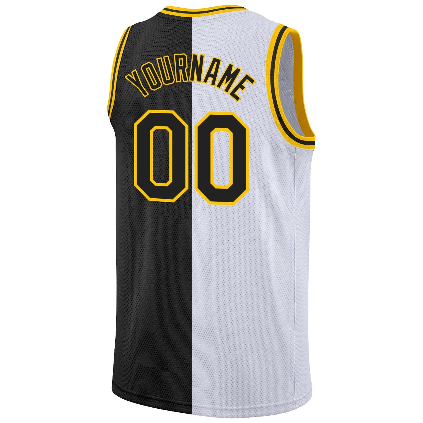 Custom White Black-Gold Authentic Split Fashion Basketball Jersey Limited