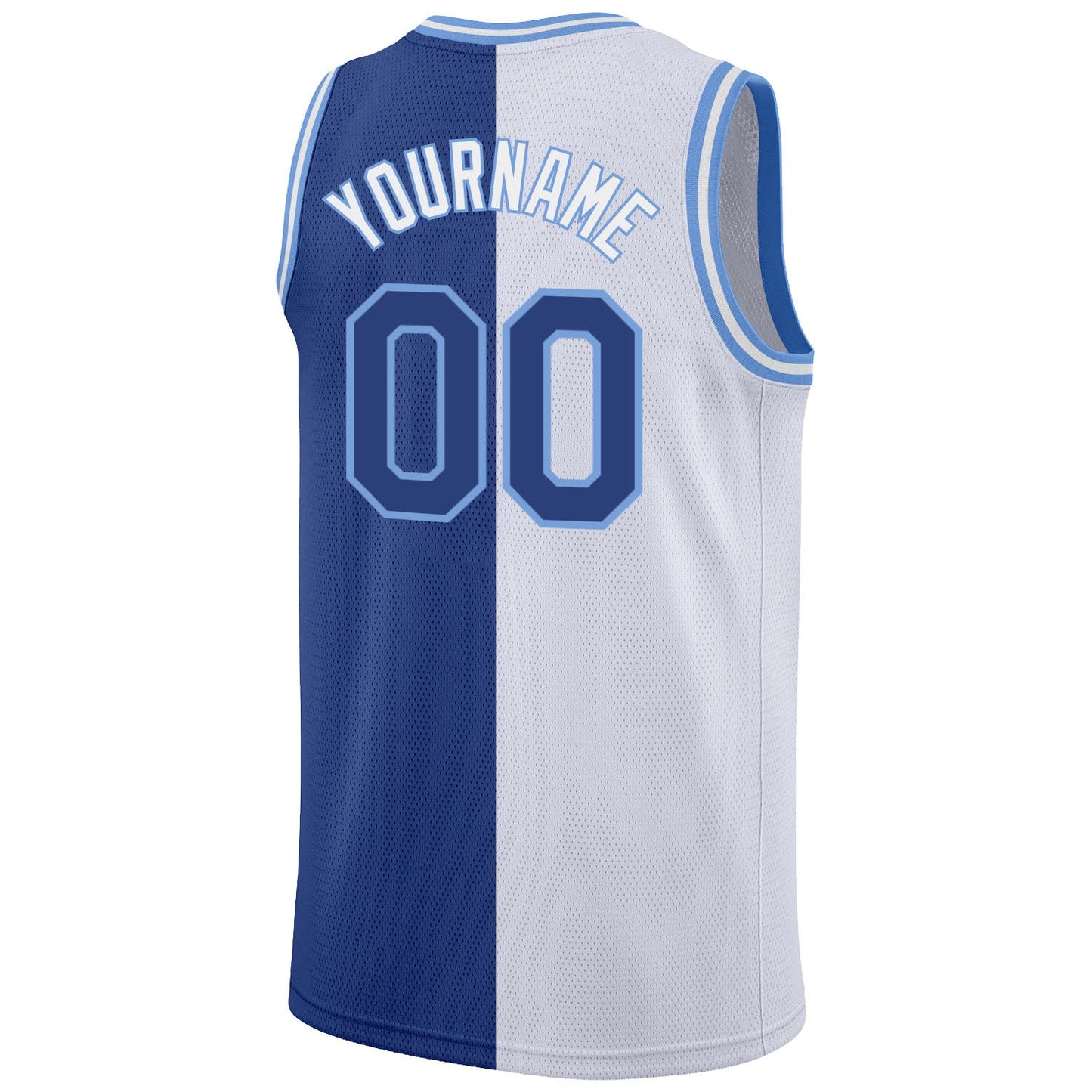 Custom White Royal-Light Blue Authentic Split Fashion Basketball Jersey Limited