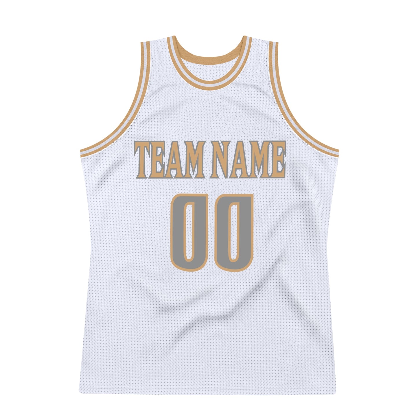 Custom White Steel Gray-Old Gold Authentic Throwback Basketball Jersey Limited