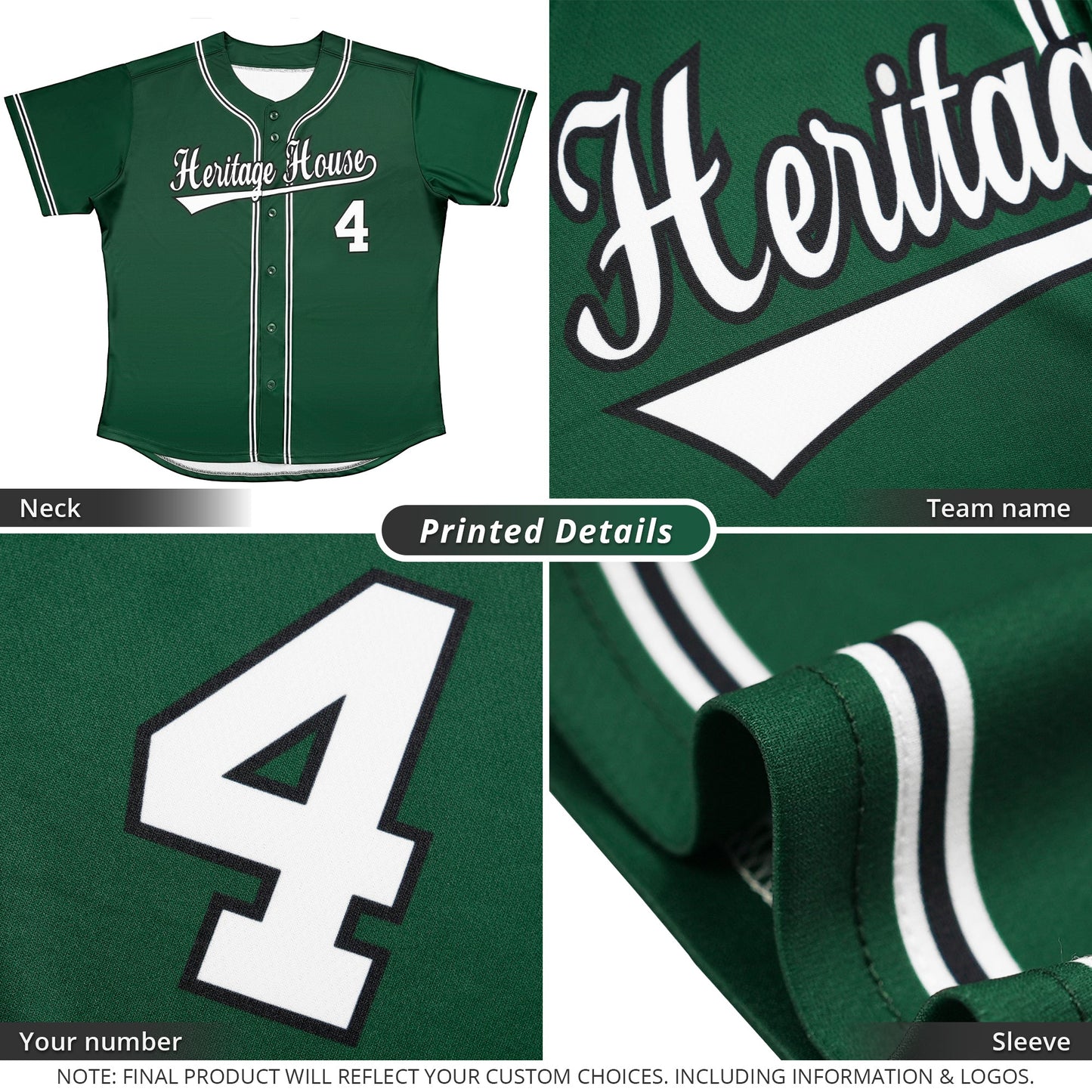 Custom Green Gold-White Classic Style Authentic Baseball Jersey Limited