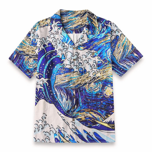 Great Wave Starry Night Japanese Art Style – Hawaiian Shirt