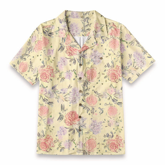 Soft Pastel Rose Garden Print – Floral Pattern Hawaiian Shirt