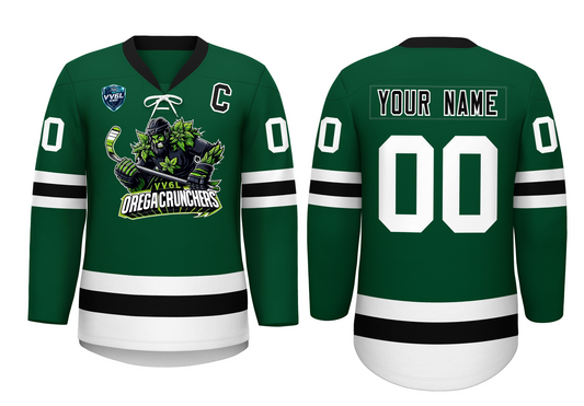 VV6L Custom Orega Crunchers Green White Hockey Jersey