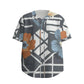Custom Gray Blue Geometric Floral Grid Art Fashion Textured Baseball Jersey Limited