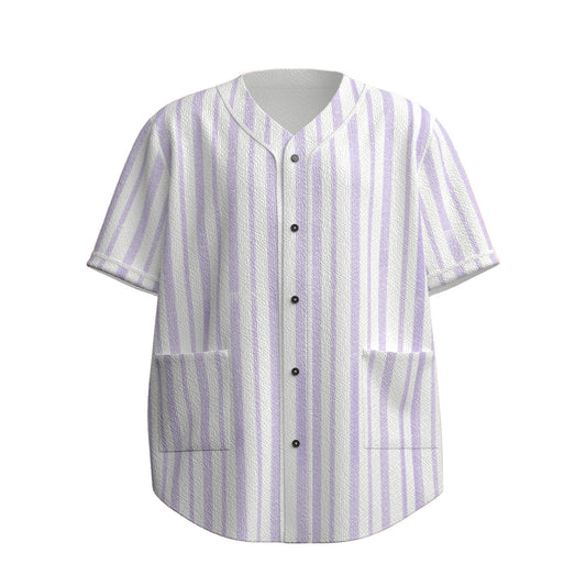 Custom Purple Lavender Pinstripe Minimalist Fashion Textured Baseball Jersey Limited
