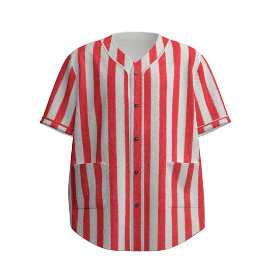 Custom Red Classic Vertical Stripe Fashion Textured Baseball Jersey Limited