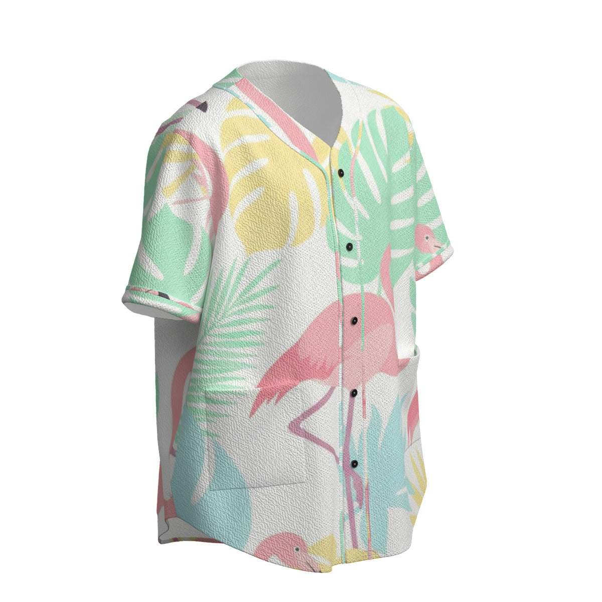 Custom Mint Pink Tropical Flamingo Leaf Art Fashion Textured Baseball Jersey Limited